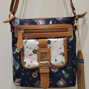 NWT STONE MOUNTAIN blue/white owl crossbody bag